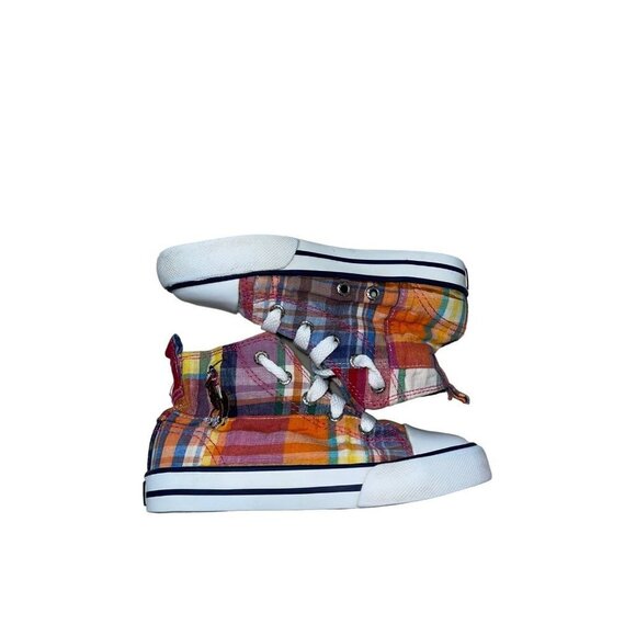 Polo Ralph Lauren Big Kid Plaid Bal Harbour Hi Multi Pony 91034 Sneaker Size 9 - Picture 4 of 9